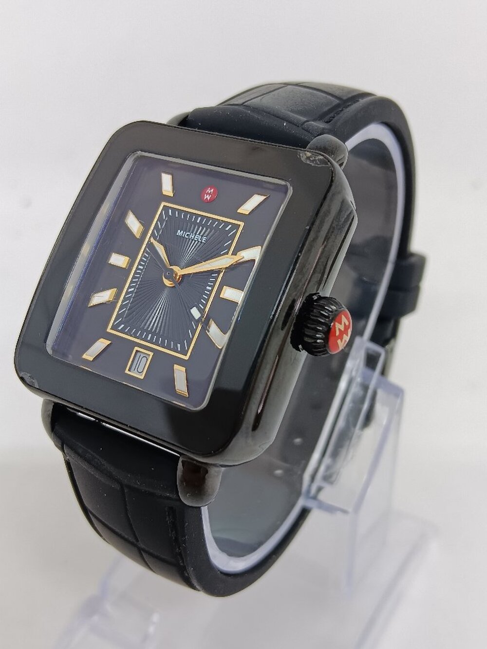 Michele Deco Sport Blackout MWW06K000012 Women's 34mm Swiss Quartz Watch NEWBATT
